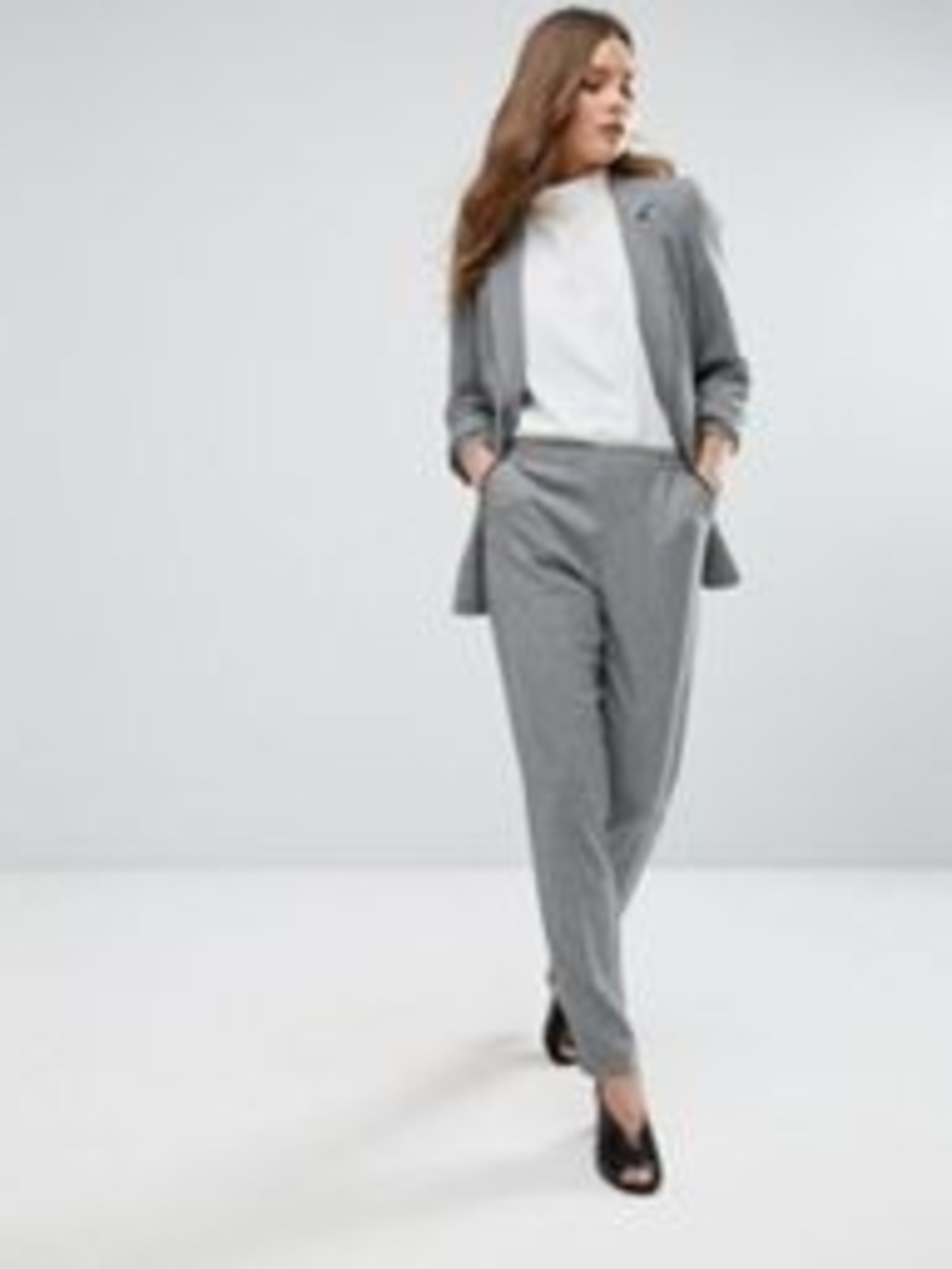 New Look Gray Tailored High-Waist Trousers